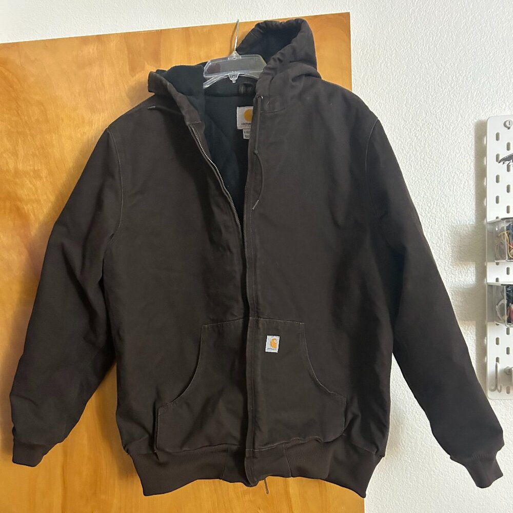 Carhartt Women's Dark Brown Utility Jacket Size LG  Canvas Hooded